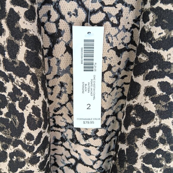 Chico's Chic Cheetah Camel Ponte Jacket Open Front Cardigan Blazer Sweater NWT - Picture 9 of 9